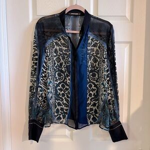 ROBERTO CAVALLI Silk Print Blouse Size 8